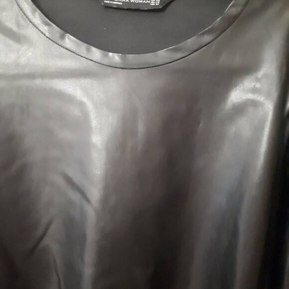 Preloved Zara black faux leather bell sleeve top, XS - Picture 7 of 9
